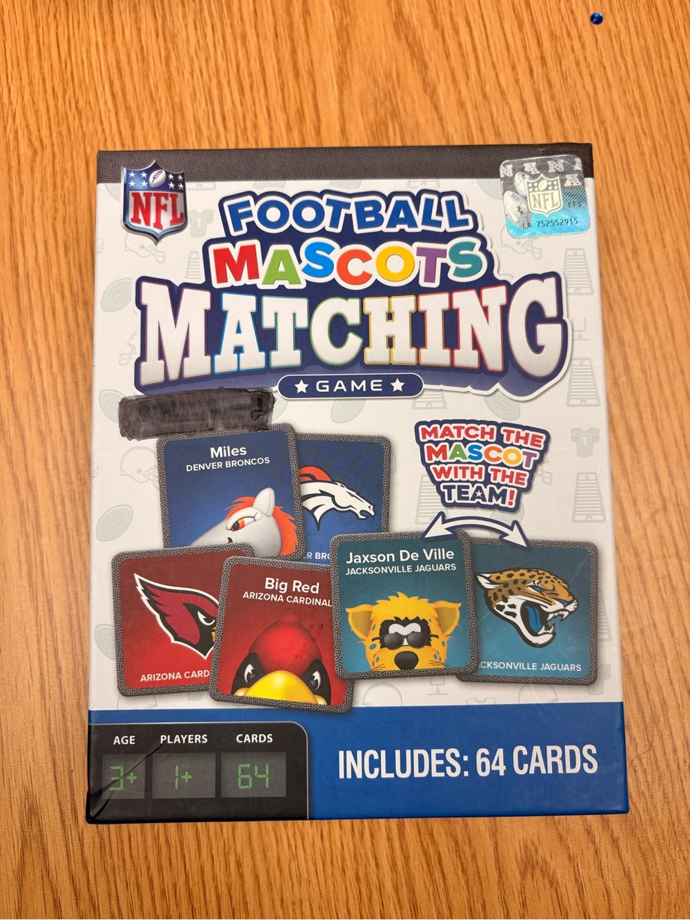 NFL Football Mascots Matching Game - White/Blue/Red